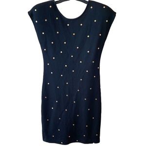 Cheeta B Black Ribbed Knit Stud Dress